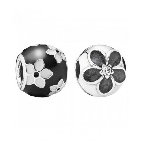 Pandora Charm-Monochrome Floral Jewelry