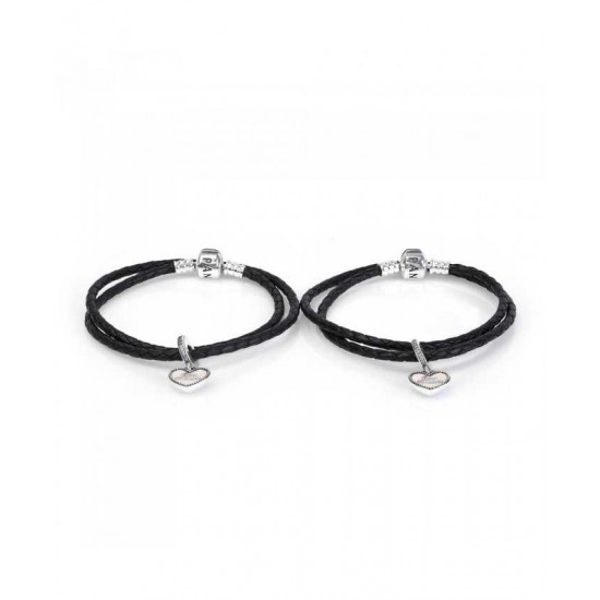 Pandora Bracelet-Best Friends Double Leather Complete Jewelry