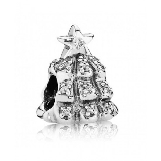 Pandora Charm-Silver Cubic Zirconia Christmas Tree Bead