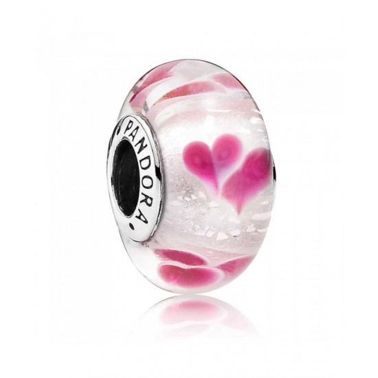 Pandora Charm-Silver Wild Hearts Murano Glass Jewelry