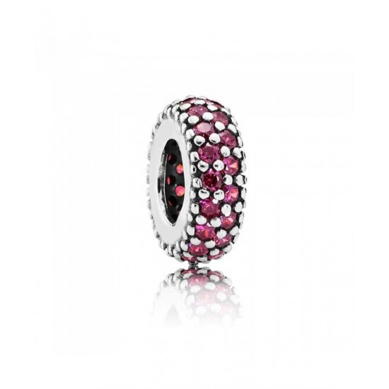 Pandora Spacer-Silver Red Pave Cubic Zirconia