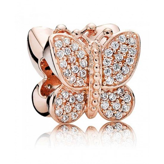 Pandora Charm-Rose Sparkling Butterfly Jewelry
