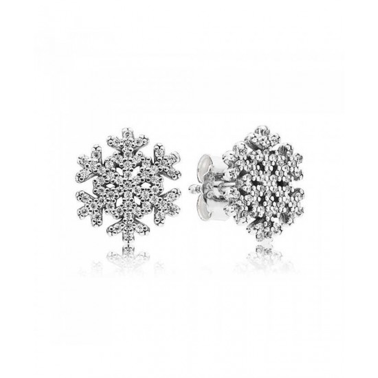 Pandora Earring-Silver Cubic Zirconia Snowflake