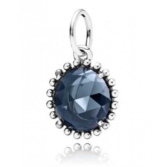 Pandora Pendant-Silver Dark Blue Crystal