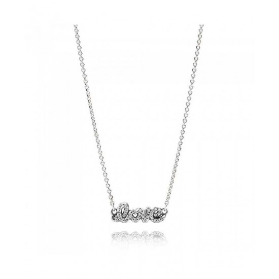 Pandora Necklace-Silver Cubic Zirconia Love