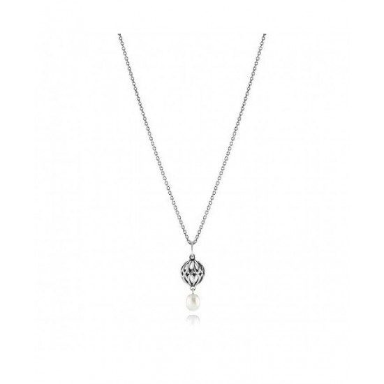 Pandora Necklace-Sterling Silver White Freshwater Pearl