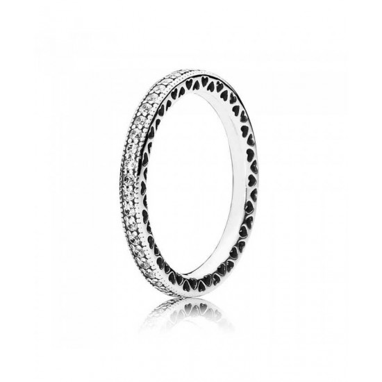 Pandora Ring-Silver Cubic Zirconia Heart Band