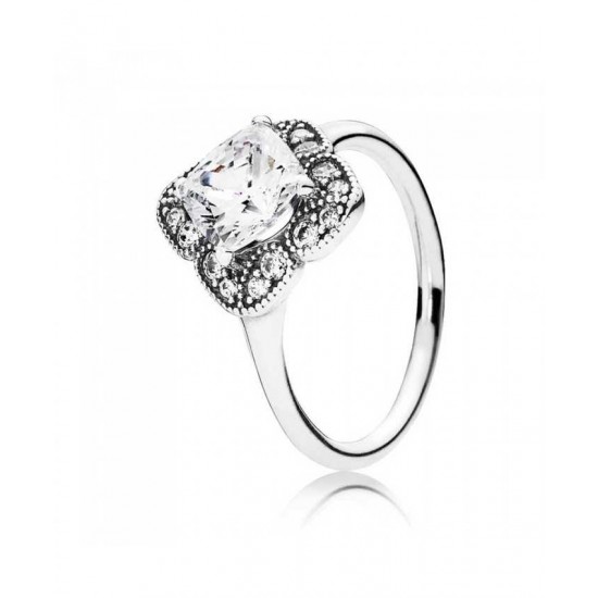 Pandora Ring-Silver Crystallised Floral Fancy Cubic Zirconia Jewelry